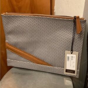 Zanellato Second Bag Leather/ Pvc Allover Pattern Clutch Pouch Bag New With Tag 